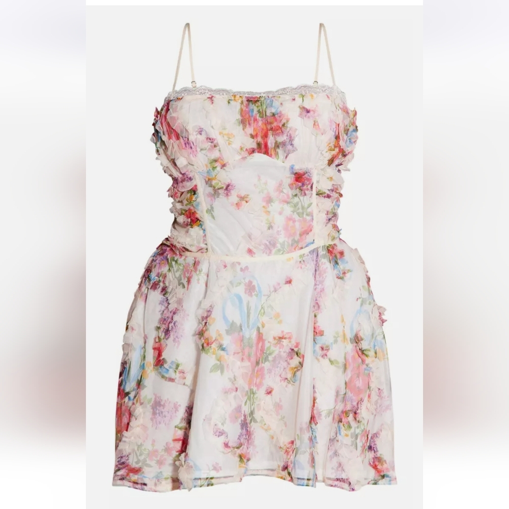 Last Chance Pretty Little Things Floral Textured Ruffle Chiffon Dress Size 16